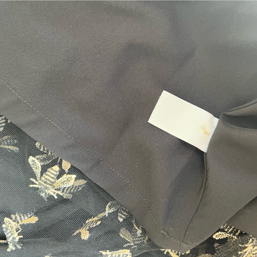 Corey Lynn Calter Dixie Embroidered Honey Bees Black and Gold Trapeze Dress, S - Picture 9 of 10